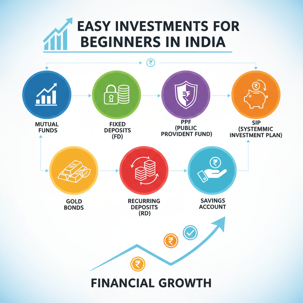 Best Easy Investments for Beginners: Infographic of Top Investment Options in India best easy investments for beginners